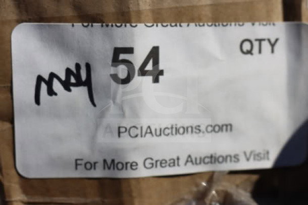 Label on Regency Space Solutions locker package with auction site details and quantity number 54.