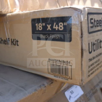 Steelton 18" x 48" NSF Black Epoxy 4-Shelf Kit, Model 465B1848KE4, in box with slight soap residue.