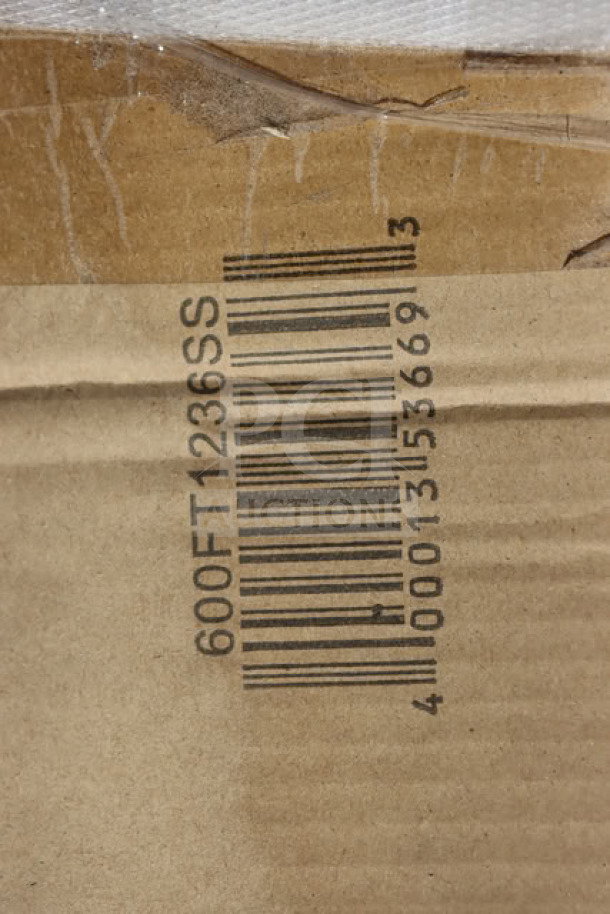 Regency 600FT1236SS barcode on box for 12"x36" stainless steel floor trough with grate, new scratch-n-dent condition.