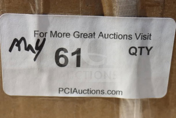 Label on damaged packaging for Regency 600B31014213 underbar sink, model details, auction info.