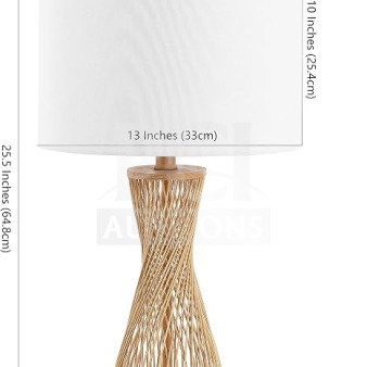 BRAND NEW Safavieh Magnus Coastal Farmhouse Bamboo 26-inch Table Lamp, Model TBL4306A, features a natural bamboo base and white shade.