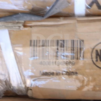 Cardboard packaging with barcode, "Made in China," and NSF label for a "Worktable." Box is taped and slightly worn.