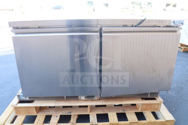 Brand new Avantco ZUC-60F-HC 60" undercounter freezer, shifted right; stainless steel, front breathing; 115V, 4.5A, 345W.