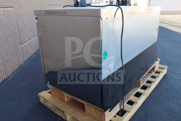 Brand new Avantco ZUC-60F-HC 60" undercounter freezer, visible shift to right, stainless steel exterior, serial# 072768703.