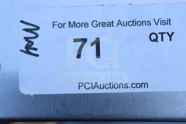 Sticker label showing: "For More Great Auctions Visit PCIAuctions.com, QTY 71." Markings include "RAW".