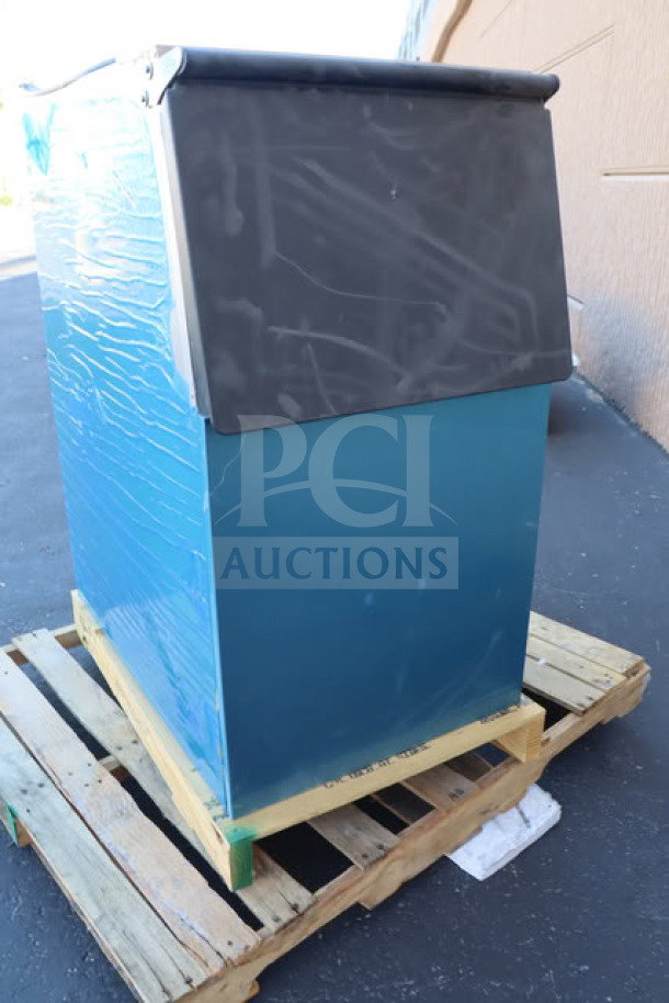Brand new Hoshizaki B-300SF ice storage bin, 22", stainless steel, 300 lb capacity, factory wrapped, serial Q59054J.