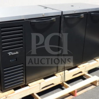 Brand new True TDR72-RISZ1-L-B-SSS-1 kegerator, black, 72", 2 stainless steel taps, 3 half keg capacity, 115V, on pallet.