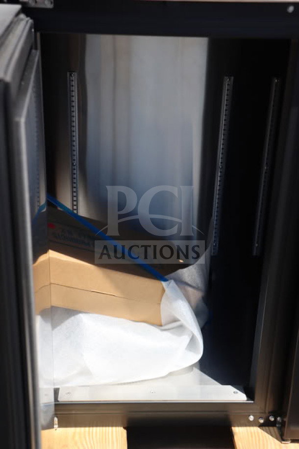 True TDR72-RISZ1-L-B-SSS-1 kegerator interior showing packaging; holds three 1/2 kegs, includes two stainless taps.