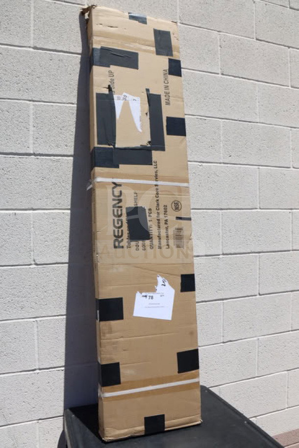Regency 600DOS1260 double deck overshelf, 12"x60"x32", packaged, stainless steel, new scratch-n-dent condition.