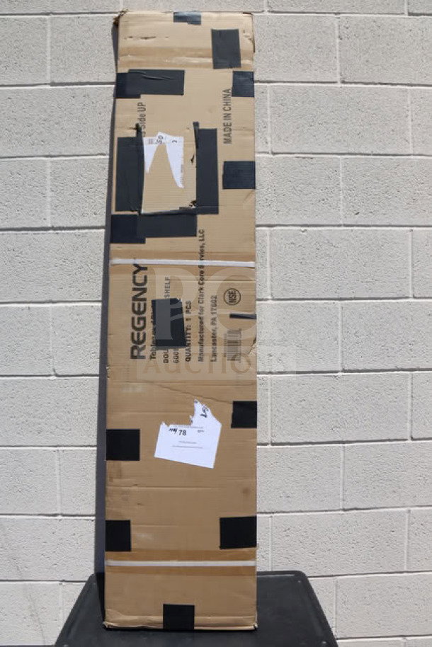 Regency stainless steel double deck overshelf, model 600DOS1260, brand new scratch-n-dent, in original packaging.