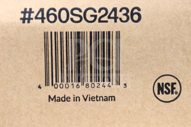 Barcode and markings for Regency 460SG2436, Made in Vietnam, NSF certified.