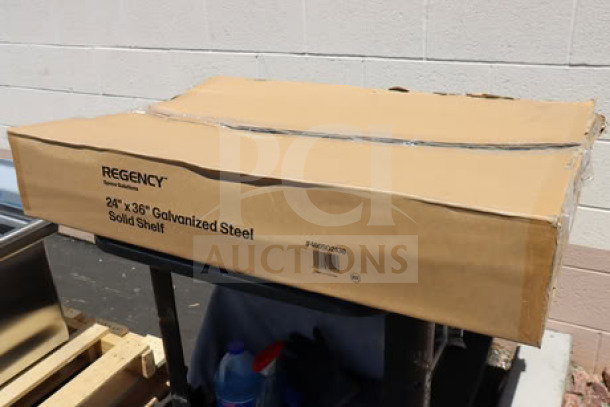 Regency 460SG2436 Stainless Steel Double Deck Overshelf, 12"x60"x32", brand new, original box, labeled as scratch-n-dent.