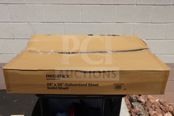 Brand new Regency 460SG2436 stainless steel double deck overshelf, 12"x60"x32", in original box, marked as "scratch-n-dent."