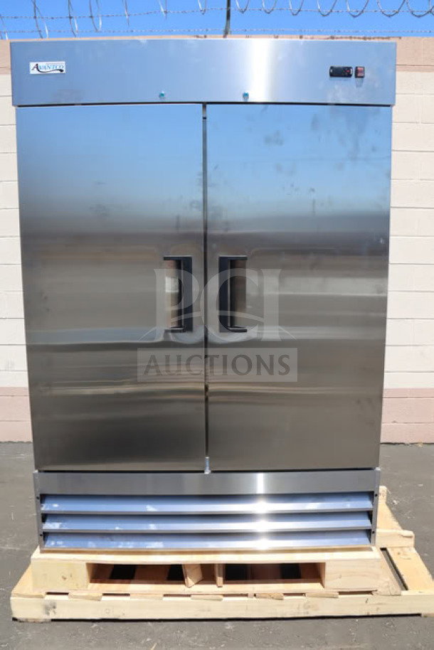 Brand new Avantco A-49F-HC 54" solid door reach-in freezer, stainless steel, tested working, minor cosmetic scratches.
