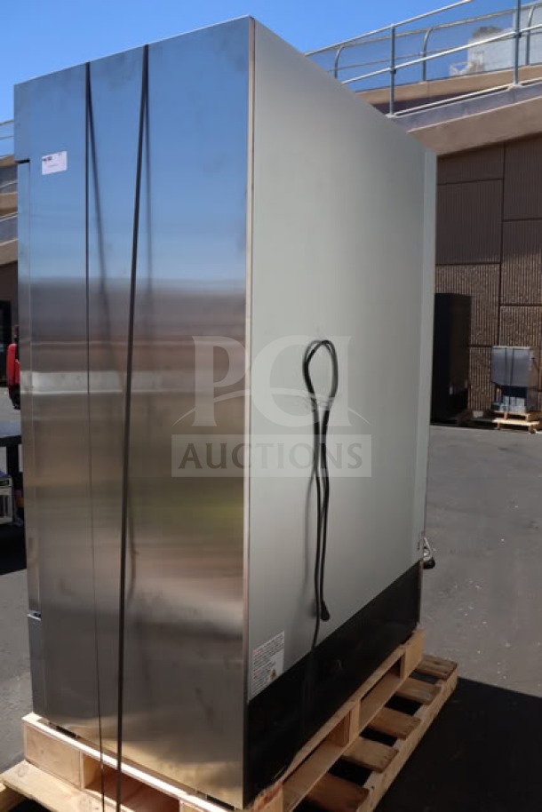 Brand new Avantco A-49F-HC 54" reach-in freezer, minor scratches. Solid door model, 115V, 8.5A, 1-phase, 780W.