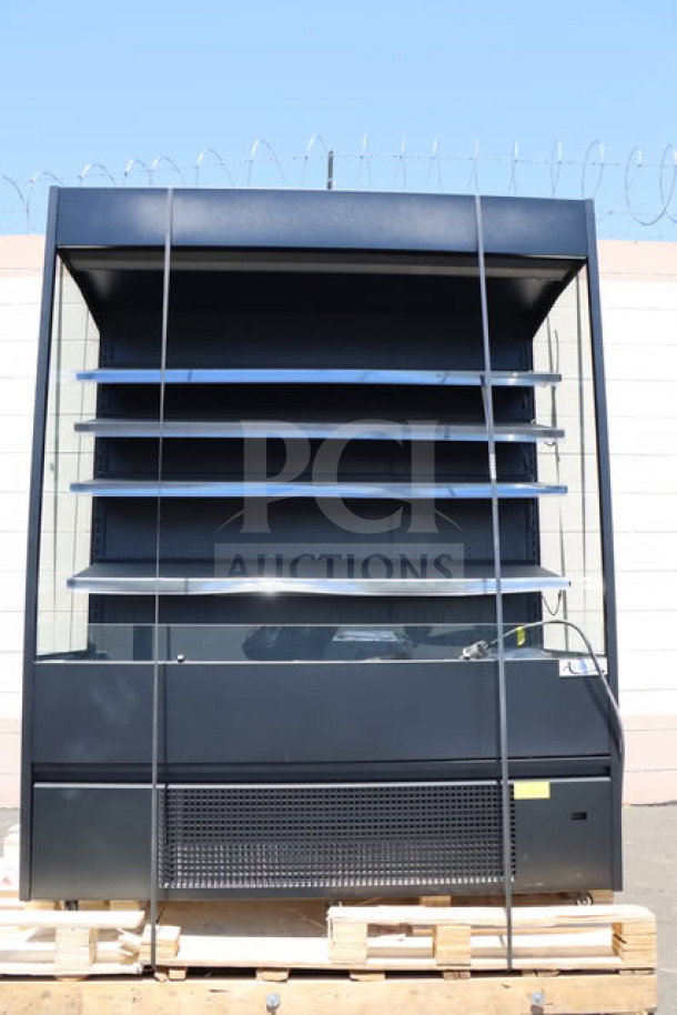 BRAND NEW Avantco VOA-60-B 59" black vertical open air merchandiser, loose LED lights, dented air grate, 115V.