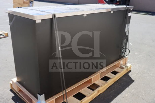Brand new Avantco UBB-72-HC 73" black back bar refrigerator, LED lighting, tested, working order, visible scratch-n-dent.