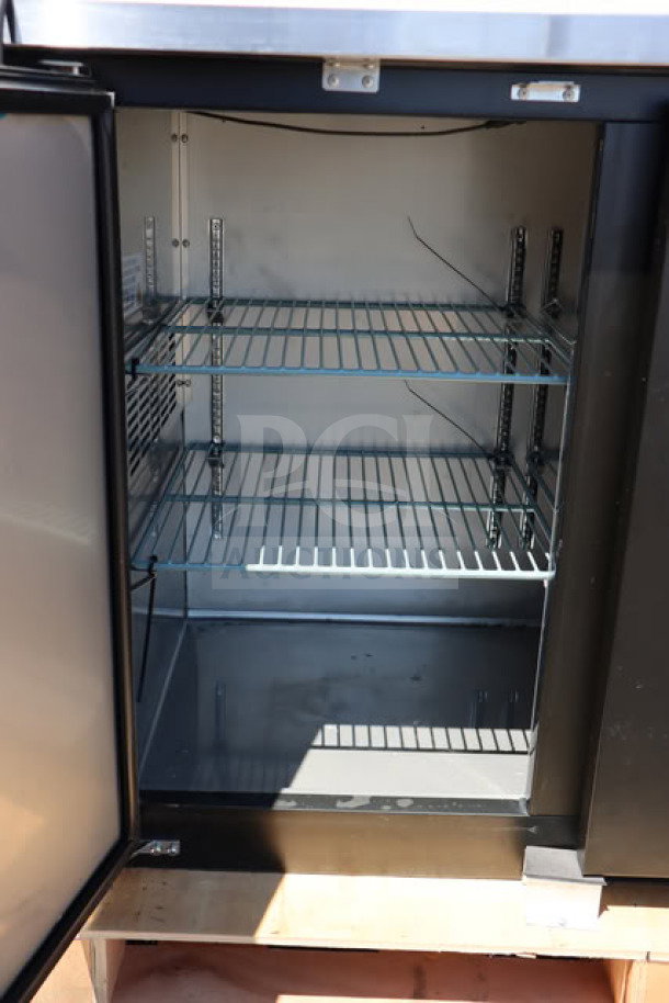 Avantco UBB-72-HC 73" back bar refrigerator, black, LED lighting, brand new with minor scratches, tested, in working order.