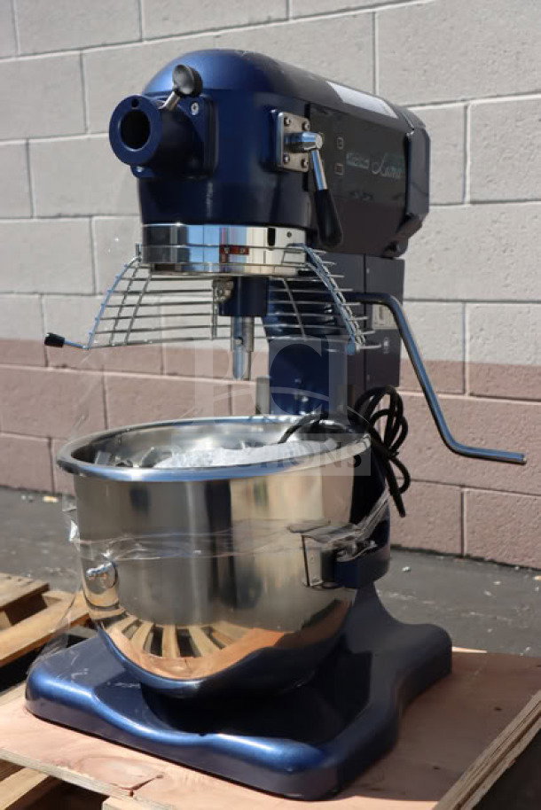 Waring Luna WSM20LT 20 Qt. Planetary Stand Mixer, blue, with guard and timer, new scratch-n-dent condition, 120V, 1 hp.