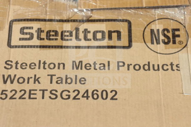 Steelton 522ETSG24602 24" x 60" stainless steel work table box with visible NSF label, box damaged, may miss parts.
