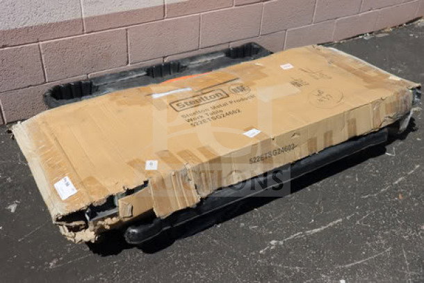 Steelton 522ETSG24602 stainless steel work table in damaged box; may have missing parts; 24"x60", 18 gauge, 430 steel, rear upturn.