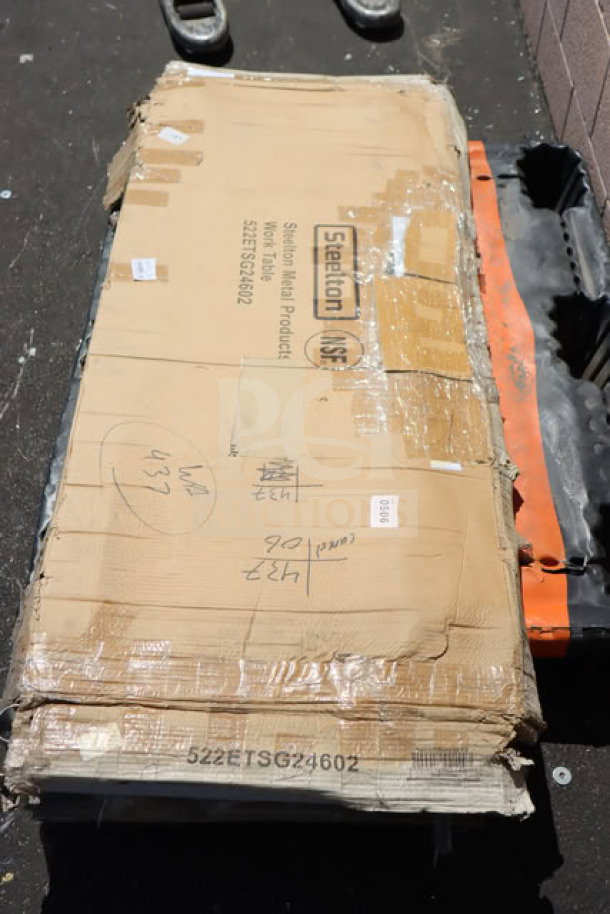 Steelton 522ETSG24602 work table, 24"x60", 18-gauge stainless steel, box damaged, may miss parts; model on package.
