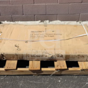 Brand new Regency 460EGSC2460 NSF Green Wire Security Cage, 24"x60"x61", packaging damaged, on wooden pallet.