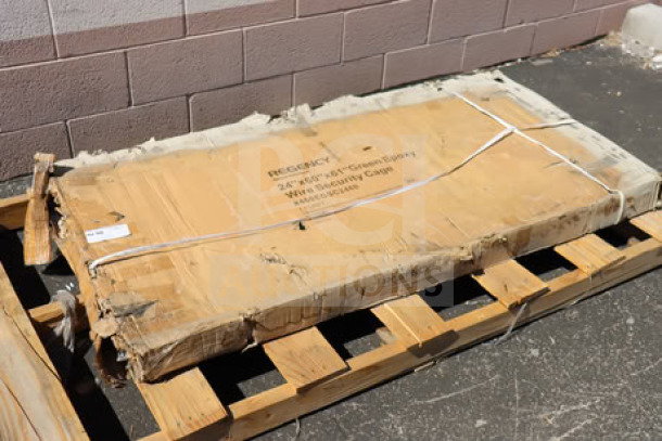 Regency 460EGSC2460 NSF Green Wire Security Cage, 24"x60"x61", new, with damaged packaging on pallet.