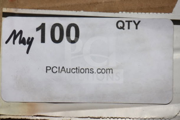 Label indicating May batch, quantity 100, from PCIAuctions.com.