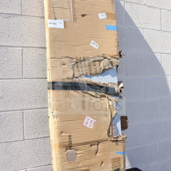 Damaged packaging of Regency 600DOS1860 stainless steel double deck overshelf, dimensions 18" x 60" x 32".