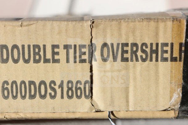 Regency 600DOS1860 Stainless Steel Double Deck Overshelf, 18"x60"x32", new in original packaging, packaging ripped.