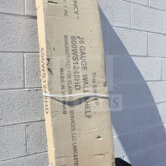 Brand new Regency 600WS1248HD 16-gauge stainless steel wall shelf, boxed, 12" x 48", heavy duty, made in Vietnam.