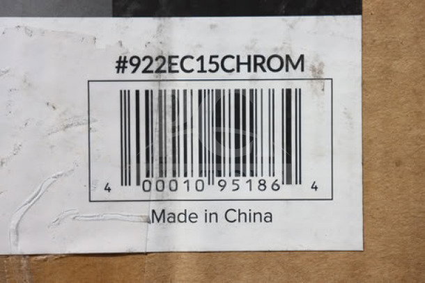 Acopa Supreme 8 Qt. Chrome Roll Top Chafer, model 922EC15CHROM, new, box damaged, barcode visible, made in China.