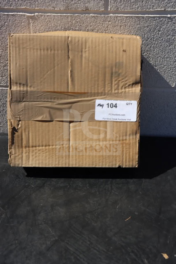 Brand new case of Visions Black PET Plastic 12" thermoform catering trays, model 130Tray12, in original packaging.