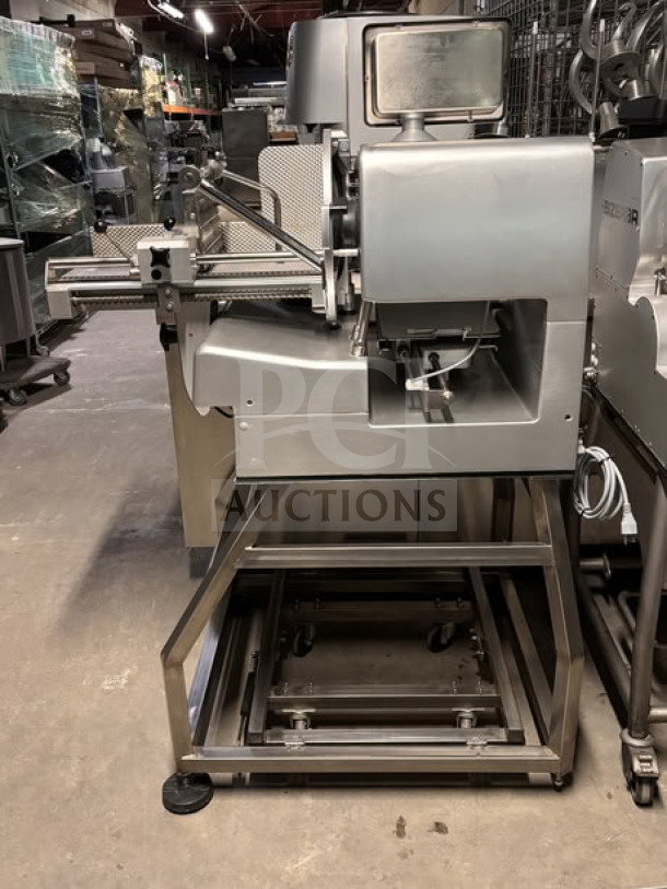 Bizerba VSI330 F W slicer, 13” blade, touchscreen controls, stainless steel stand, fully automatic, excellent condition.