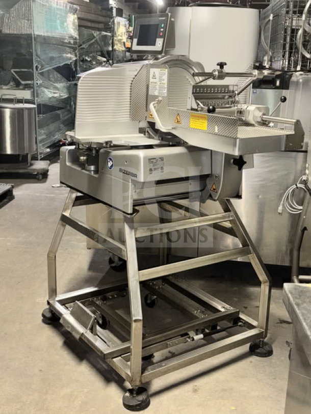 Bizerba VSI330 F W electric meat slicer, 13" blade, touchscreen, stainless steel stand, programmable, IPX5 washdown, emotion drive.