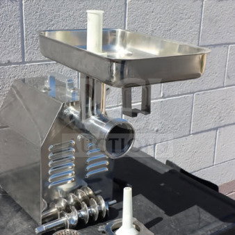 Avantco MG22R #22 Meat Grinder, 110V, 1 1/2 hp, reverse function, includes grinding plates and attachments, stainless steel finish.