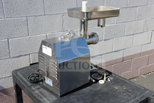 Avantco MG22R #22 Meat Grinder, stainless steel, reverse function, 110V, 1 1/2 hp, with accessories, serial no. 35 082824.