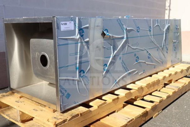 Brand new Eagle Group F1916-VSCS stainless steel mop sink cabinet on pallet, 22 1/4" x 25" x 84 1/4", serial 2511241078.