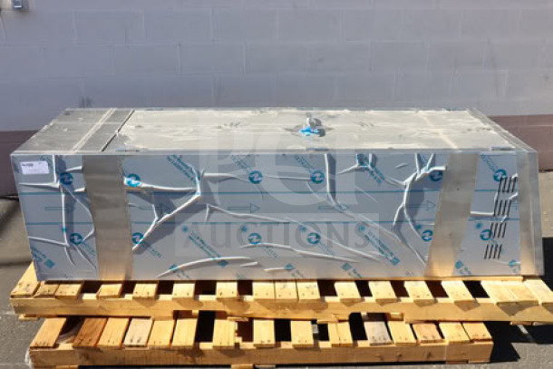 Brand new Eagle Group F1916-VSCS stainless steel mop sink cabinet, scratch-n-dent, 22 1/4" x 25" x 84 1/4", on pallet.