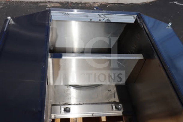 Eagle Group F1916-VSCS mop sink cabinet, 430 series stainless steel, 22 1/4" x 25" x 84 1/4", brand new, minor scratches.
