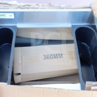 Regency 6001B1824 18" x 24" stainless steel underbar ice bin with bottle holders, new in damaged box.