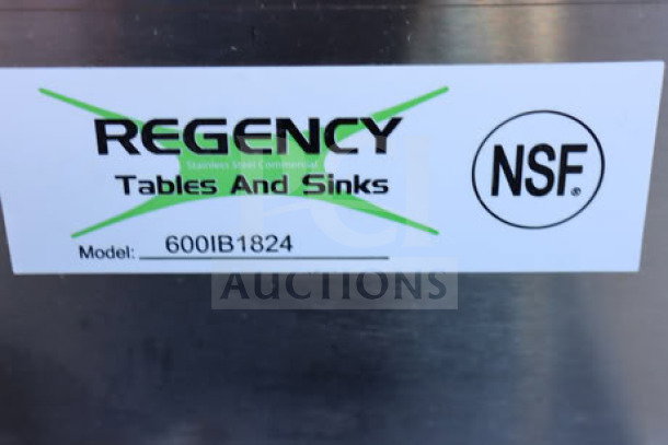 Regency 6001B1824 stainless steel underbar ice bin with bottle holders, new, NSF certified, minor packaging damage.