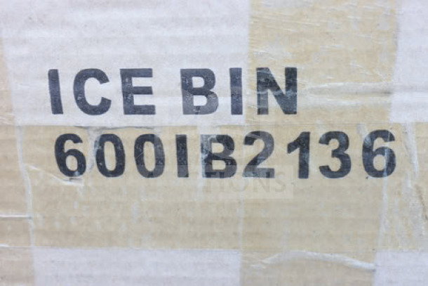 Regency 600IB2136 ice bin packaging, showing "ICE BIN 600IB2136" label. Packaging is damaged.