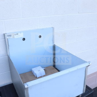 Brand new Steelton 522US12424 utility sink, 24"x24"x14", for 8" center faucet, silver, out of box, pristine condition.