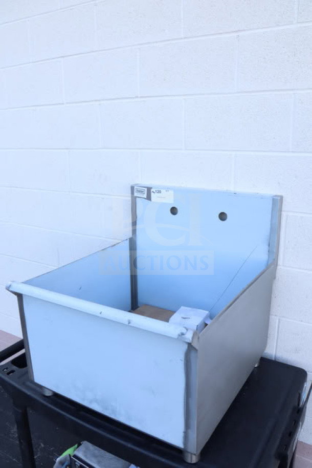 Brand new Steelton 522US12424 utility sink, 24"x24"x14", for 8" center faucet, unused condition, rear holes for faucet.