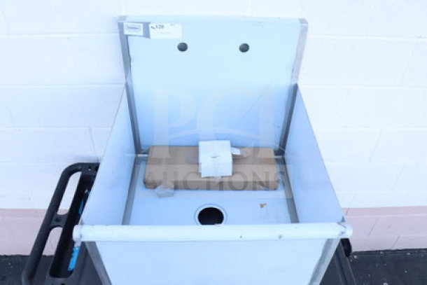 Steelton 522US12424 24"x24"x14" utility sink, new out of box, space for 8" center faucet, uninstalled, with packaging.