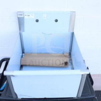 Steelton 522US12424 utility sink, 24"x24"x14", scratch-n-dent condition, for 8" center faucet, visible tags.