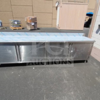 Brand new Eagle Group CBH24120SE-BS work table, 24"x120", cabinet base, 4.5" backsplash, scratch-n-dent condition.