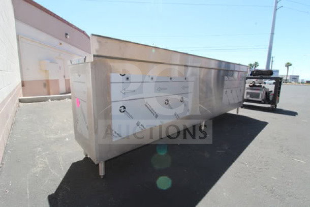 Brand new Eagle Group CBH24120SE-BS 24" x 120" work table with cabinet base, 4.5" backsplash. Scratch-n-dent condition.